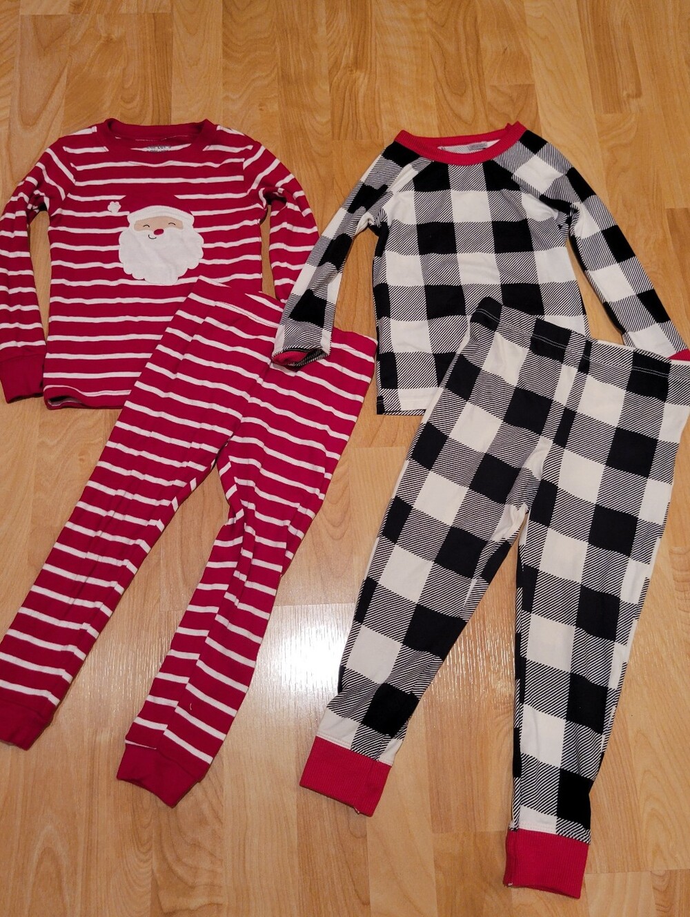 Christmas Santa Jammies Red & Black Buffalo Plaid Kids Pajama Set Bundle Size 3T